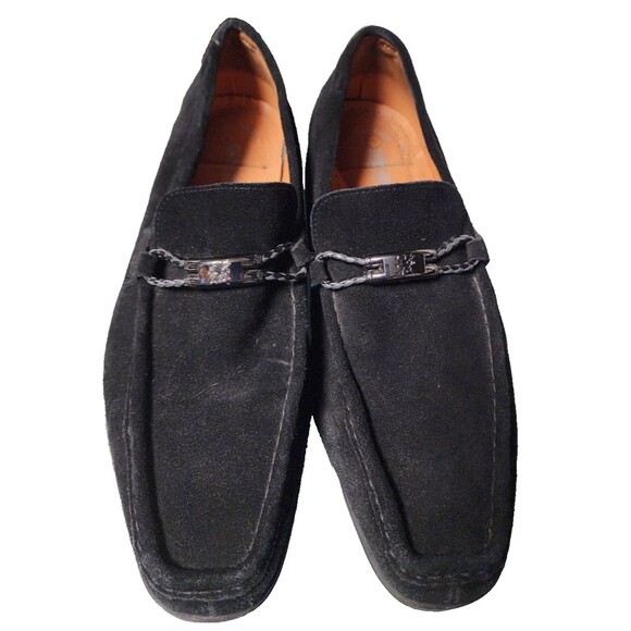 Stacy Adams Neville Black Leather Moc Toe Bit Slip-on Loafers Size 12